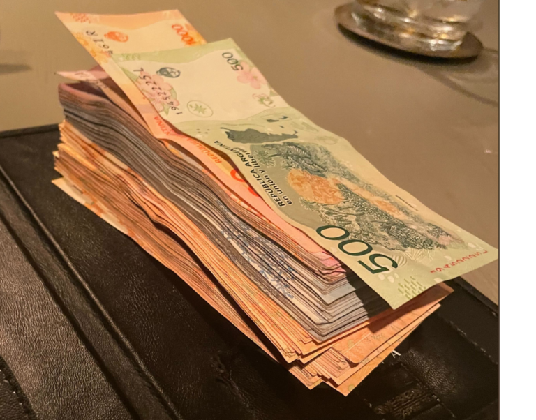 A stack of Argentinean Pesos
